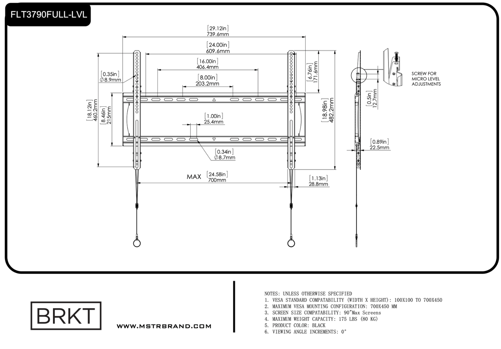 BRKT-Large-Low-Profile-TV-Mount-Fixed-Mount-with-Post-Level-Adjust-up-to-90inch-137404185203-9